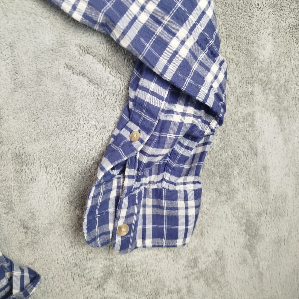 Faherty Movement Button Shirt Mens Medium Performance Dark Blue Plaid - Picture 7 of 13